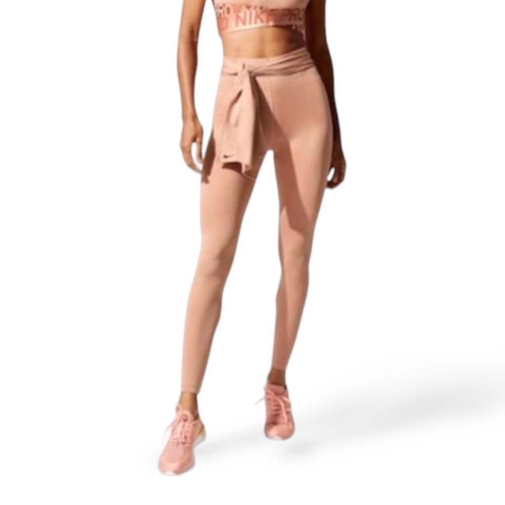 Nike Power Studio pink high waisted belted leggings size women XS